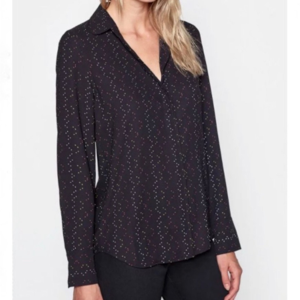 Equipment Inisse Print Shirt True Black Size Medium